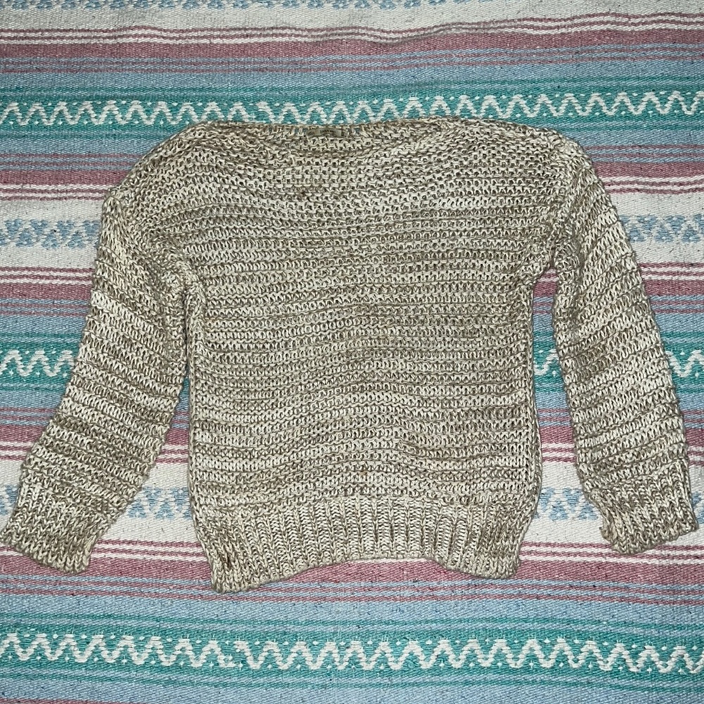 Zara long-sleeved beige and white sweater